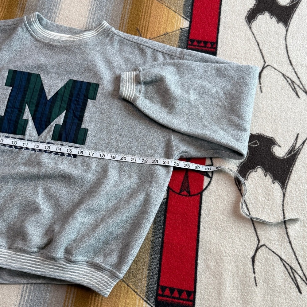 Vintage University Of Michigan Wolverines Sweatshirt XL Gray Plaid Embroidered - Picture 6 of 8